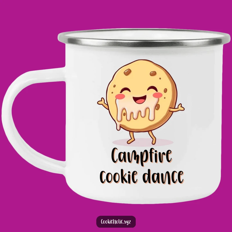 Funny Cookie Camping Mug: Hilarious Dancing Dessert Enamel Cup for Outdoor Treats