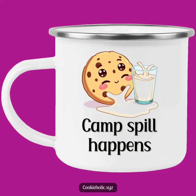 Funny Cookie Camping Mug: Hilarious Winking Dessert Enamel Cup for Playful Outdoors