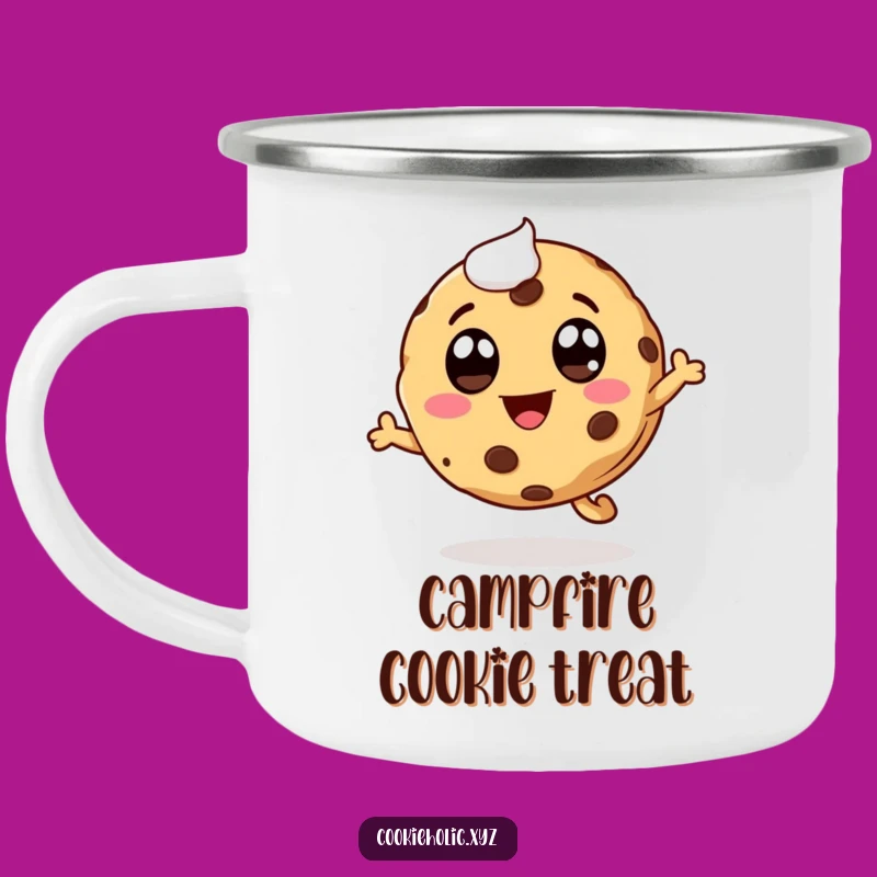 Funny Whimsical Cookie Enamel Camping Mug: Sip Sweet Adventures