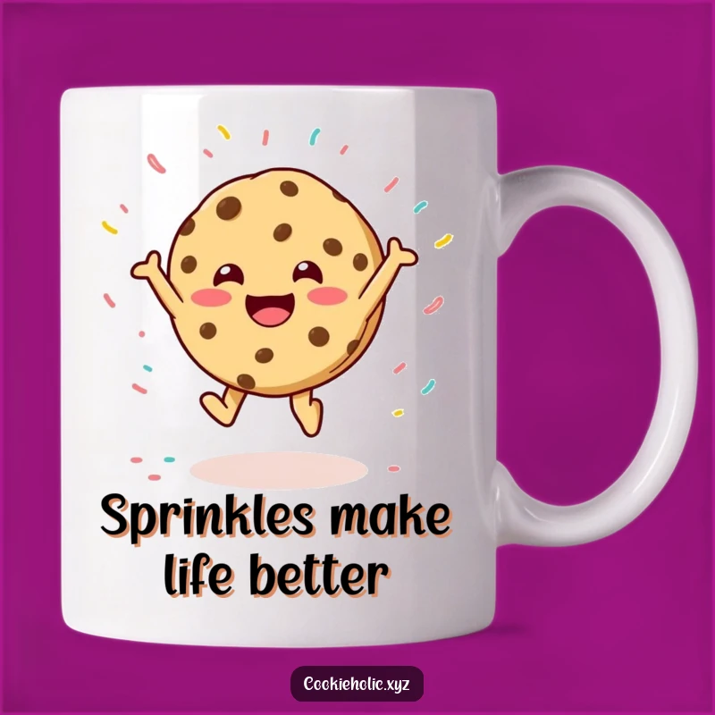 Funny Cookie Character Leaping with Sprinkles Mug: The Perfect Sweet Gift