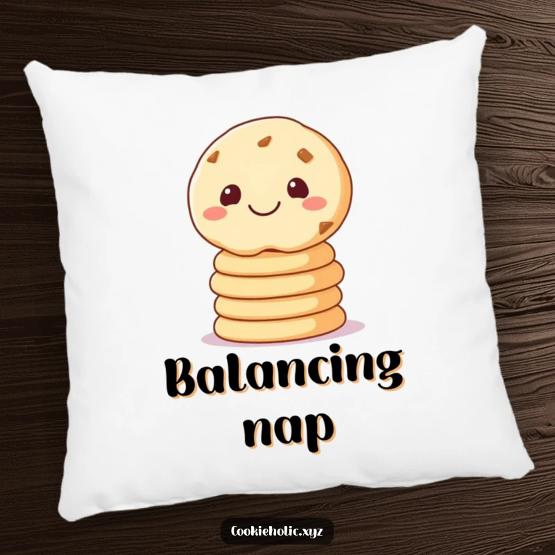Funny pillow featuring a sugar cookie balancing cookies, providing comfort and a touch of sweet, playful humor.