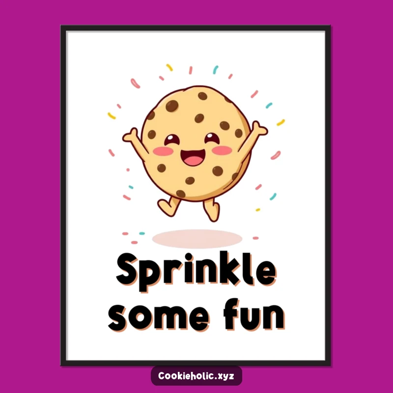 Funny Cookie Leaping Sprinkles Digital Art: Instant Joyful Decor Gift