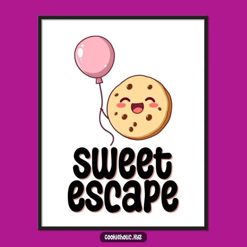 Funny Cookie Balloon Digital Art: Instant Whimsical Decor Gift