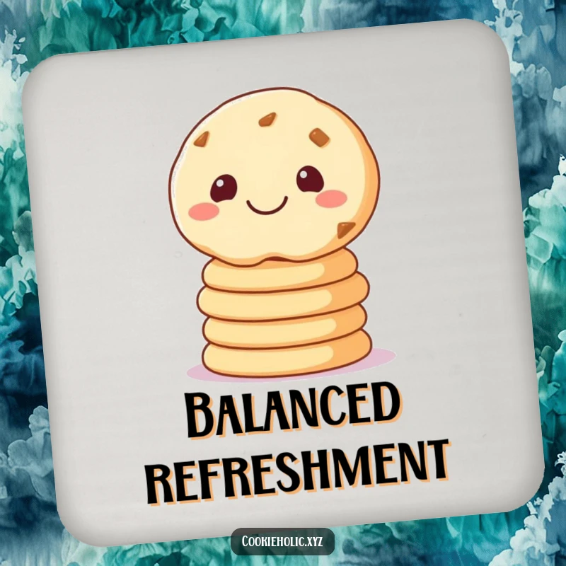 Funny drink coasters featuring a sugar cookie balancing cookies, protecting surfaces with a sweet and humorous design.