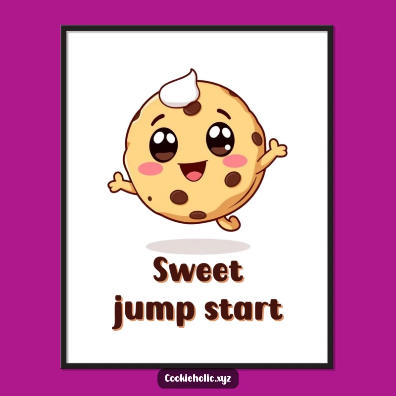 Funny Whimsical Cookie Poster: Leaping Art for Your Walls