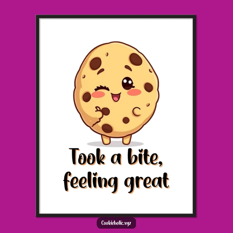 Free Printable Wall Art: Winking Bitten Cookie - Funny Downloadable Art