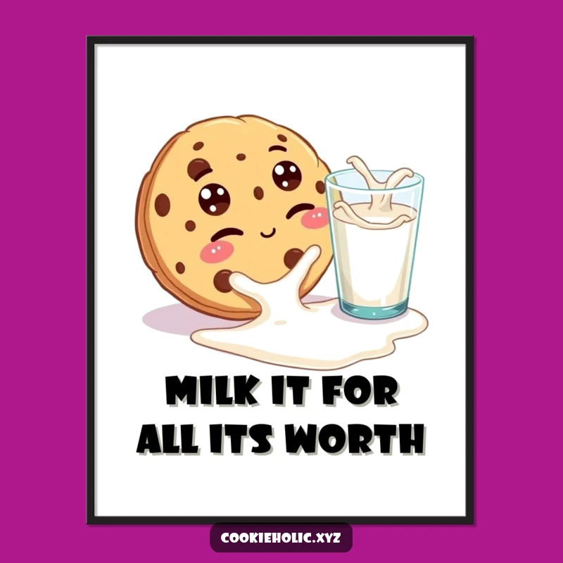 Free Printable Cookie Wall Art: Winking Milk Mishap Funny Downloadable Art
