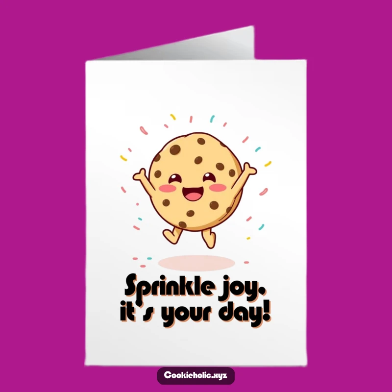 Free Printable Birthday Card: Funny Cookie Leaping Sprinkle Delight Downloadable Gift