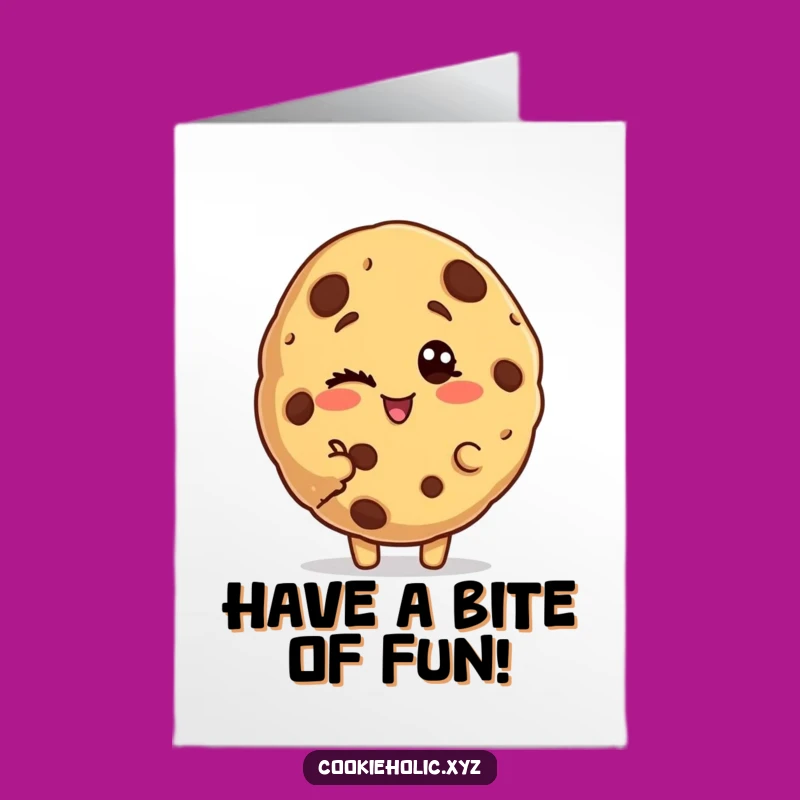 Free Printable Birthday Card: Winking Cookie with Bite - Downloadable Gift