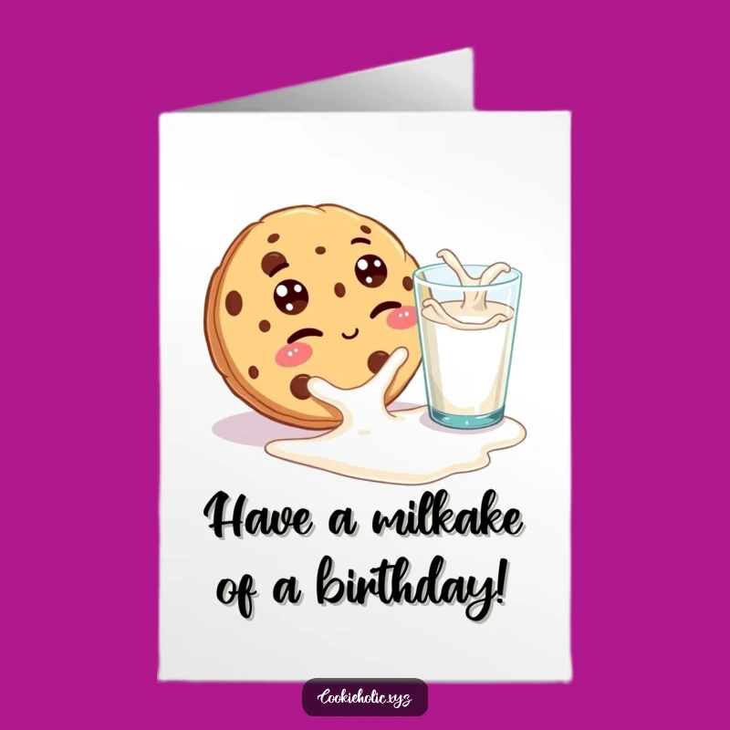 Free Printable Winking Cookie Birthday Card: Milk Mishap Funny Downloadable Gift