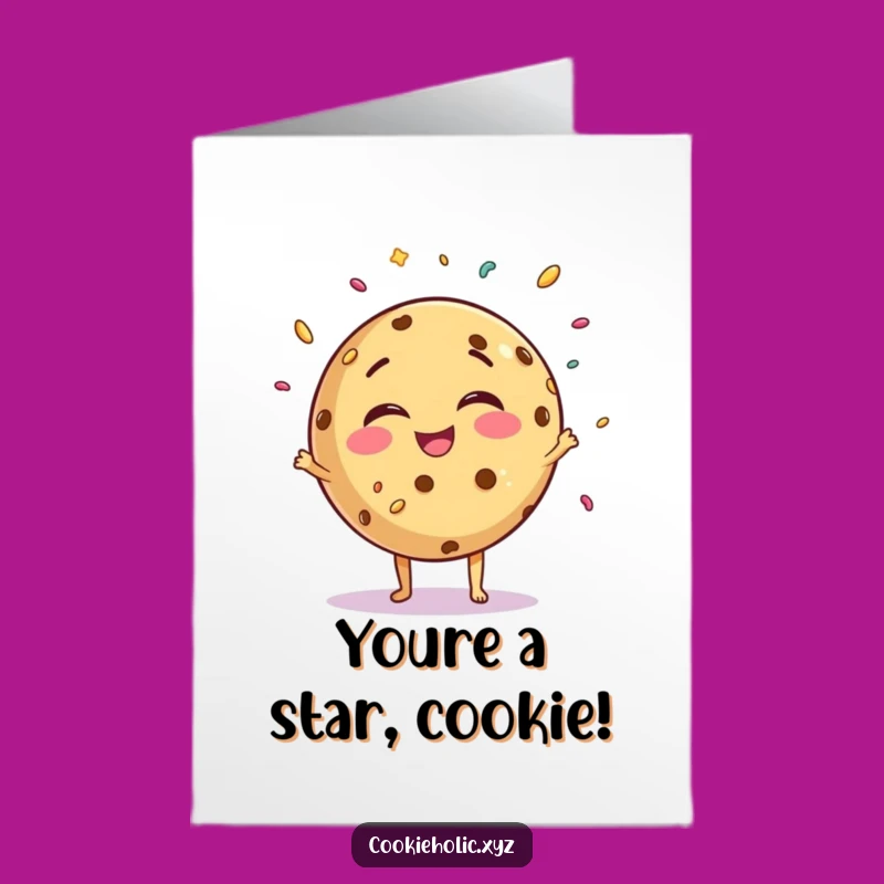 Free Printable Congrats Card: Giggling Cookie juggles sprinkles, a happy downloadable gift!