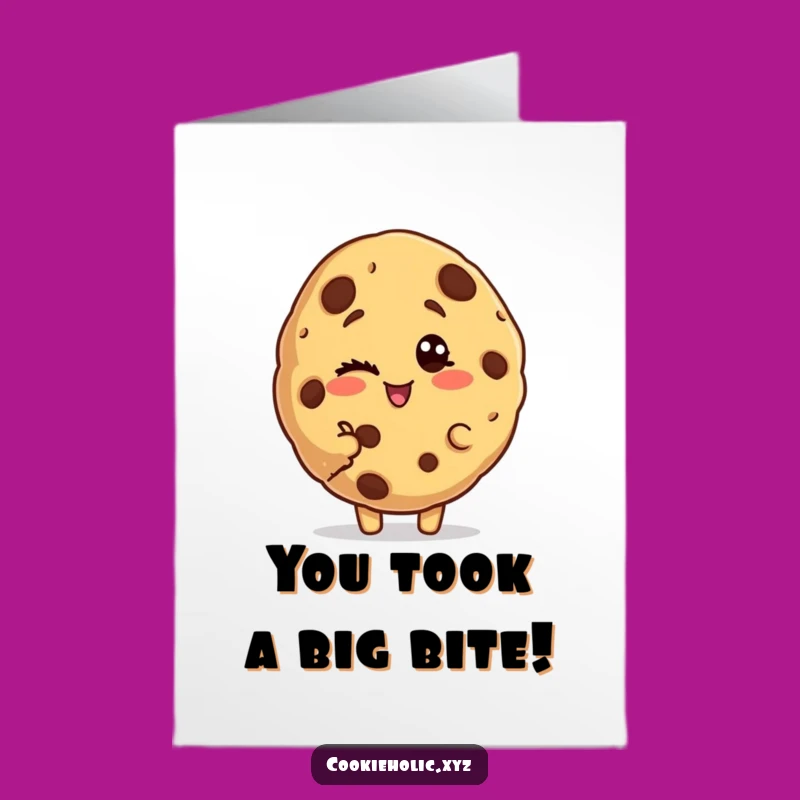 Free Printable Congrats Card: Winking Bitten Cookie - Downloadable