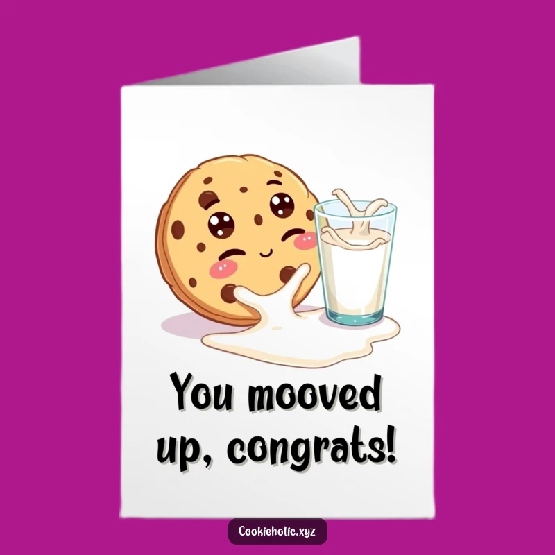 Free Printable Winking Cookie Congrats Card: Milk Mishap Funny Downloadable Gift
