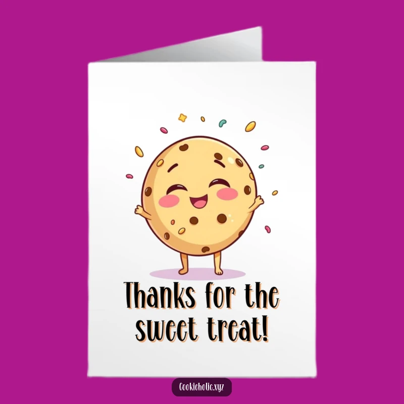 Free Printable Thank You Card: Giggling Cookie juggles sprinkles, a sweet downloadable gift!