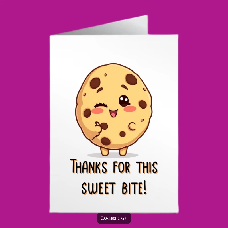Free Printable Thank You Card: Winking Bitten Cookie - Downloadable