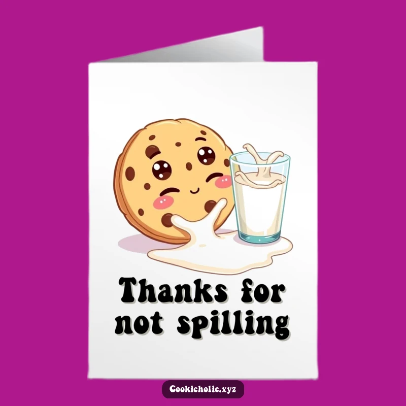 Free Printable Winking Cookie Thank You Card: Milk Mishap Funny Downloadable Gift