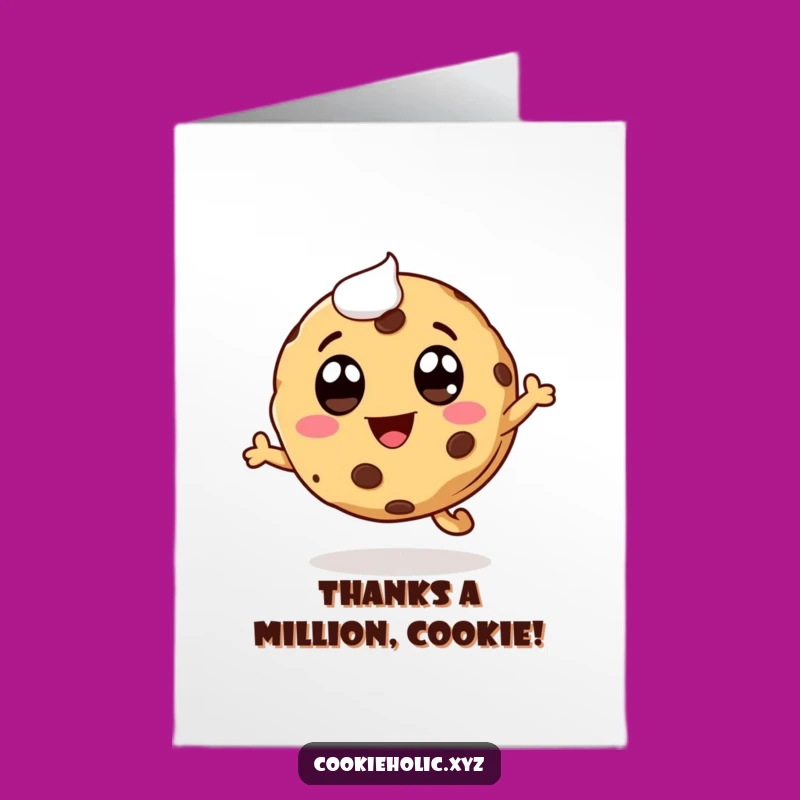 Free Printable Thank You Card: Whimsical Cookie leaps with thanks, a sweet downloadable gift!