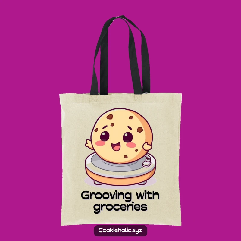 Funny Spinning Cookie Tote Bag: Carry Your Tunes and Treats in Style